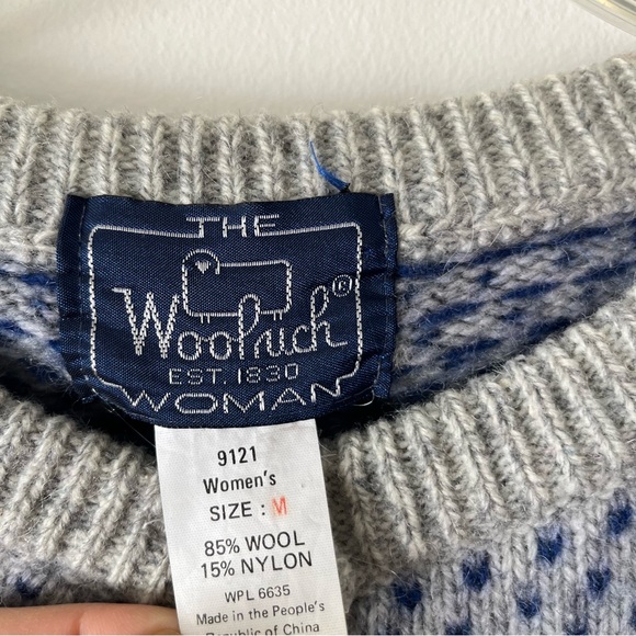 Vintage Woolrich Cardigan Sweater Medium Grey Blue Wool Blend Classic Grandpa - Picture 4 of 5